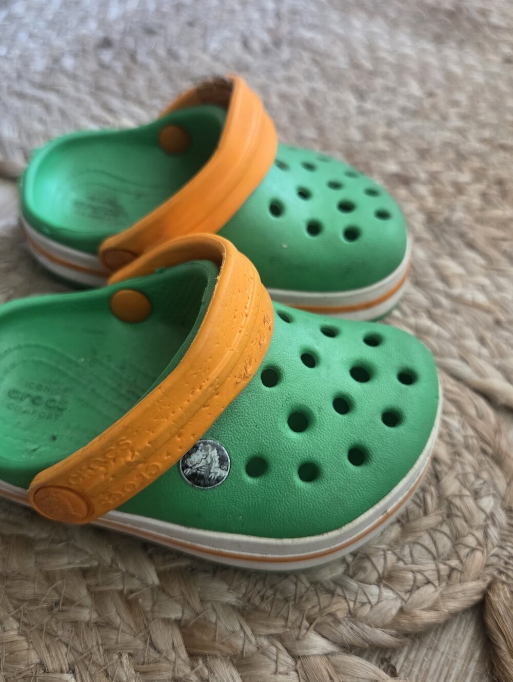 Baby Size 4 Green and Orange Clog Sandals - Crocs